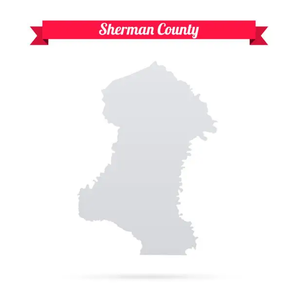 Vector illustration of Sherman County, Oregon. Map on white background with red banner