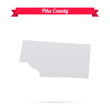Map of Pike County - Ohio, isolated on a blank background and with his name on a red ribbon. Vector Illustration (EPS file, well layered and grouped). Easy to edit, manipulate, resize or colorize. Vector and Jpeg file of different sizes.