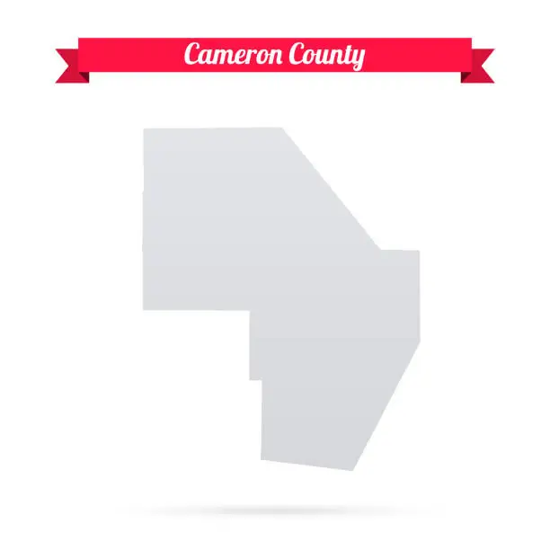 Vector illustration of Cameron County, Pennsylvania. Map on white background with red banner