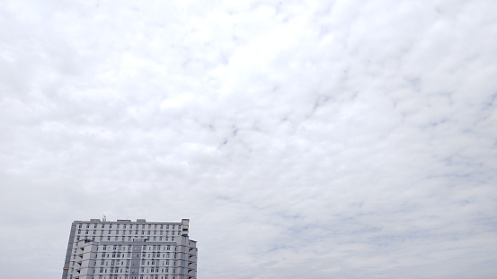 Landscape view of Building architecture with clouds white background