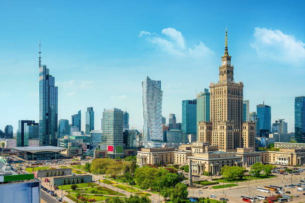 Palace of Culture top view Palace of Culture and Science in Warsaw warsaw stock pictures, royalty-free photos & images