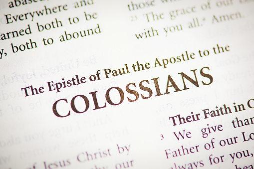 Page of the Christian Bible with the title of the Epistle of Paul the Apostle to the Colossians.