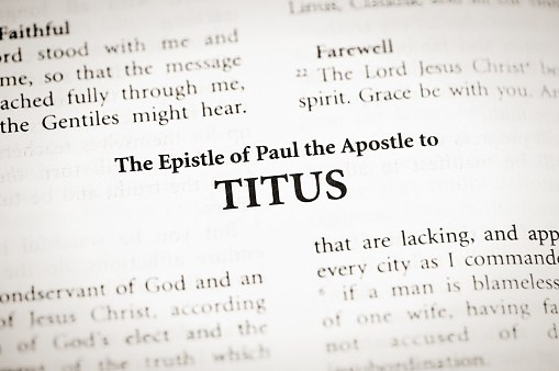 Bible open to the Epistle of Paul to Titus