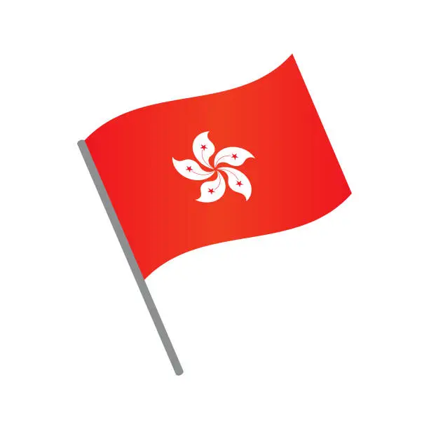 Vector illustration of Hong Kong flag pin map