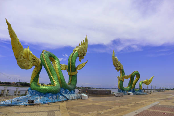 The landmark of Nong Khai, Twin Naga statue in Thailand