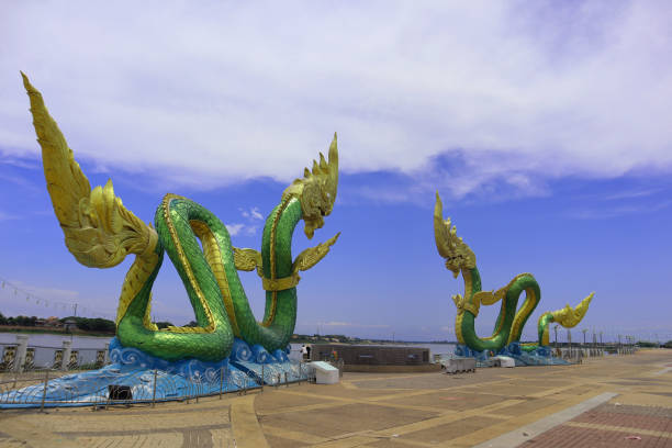 Twin Naga statue in Thailand The landmark of Nong Khai, Twin Naga statue in Thailand nong khai stock pictures, royalty-free photos & images