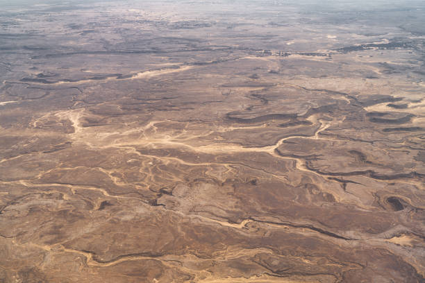 Coming in to land on a peninsula in the Sahara Desert.