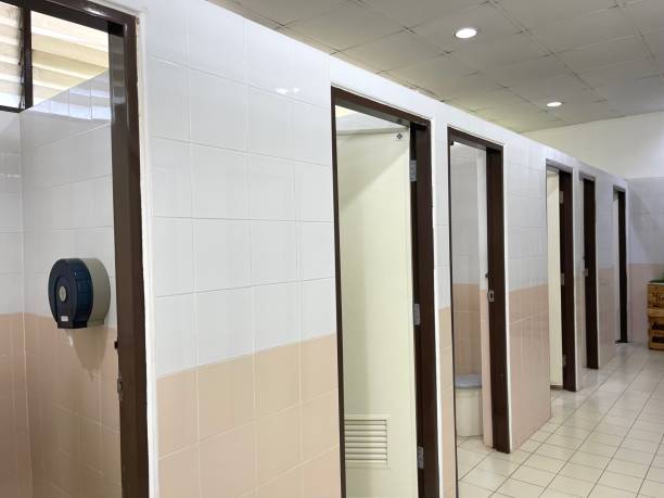 istock Row of clean public restrooms 1495889044