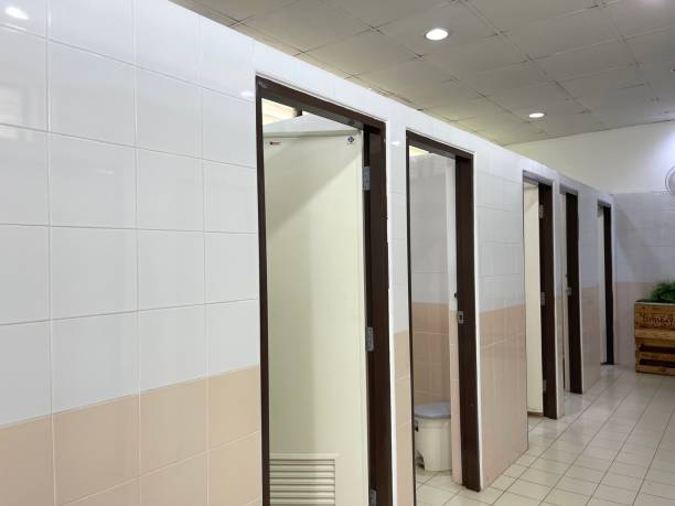 istock Row of clean public restrooms 1495889099