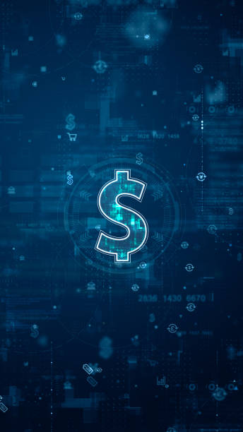 istock Blue digital money logo and futuristic circle HUD with big data processed on grid line background and technology ai icon screen abstract background crypto currency concepts 1495890720