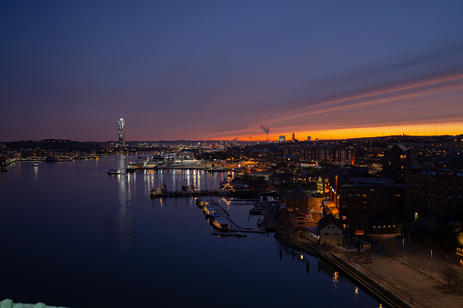 Gothenburg, Sweden - January 27 2023: Early morning view of Gothenburg.