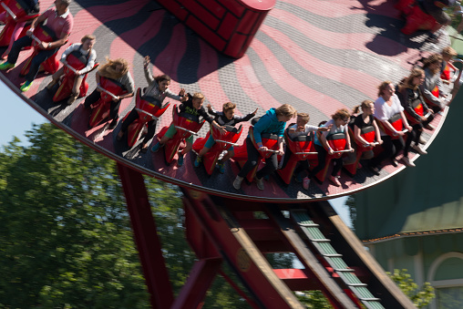 Gothenburg, Sweden - May 29 2014: Amusement park attraction Hanghai at Liseberg.