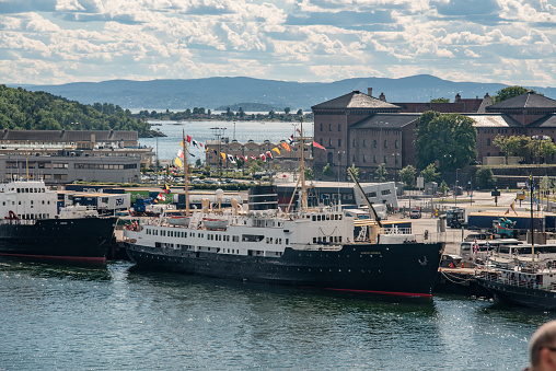 Oslo, Norway - July 19 2014: Old hurtigruten ship Nordstjernen at port in Oslo.