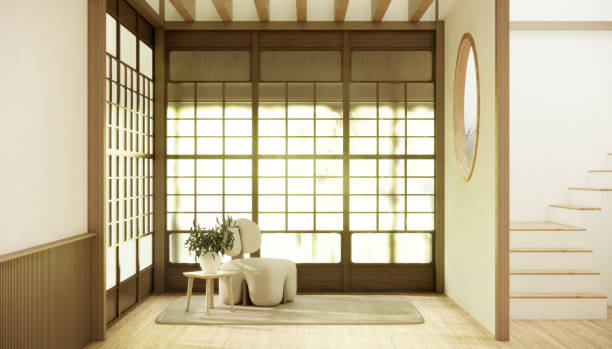 istock Minimalist japandi style living room decorated with sofa.3d rendering 1495898378
