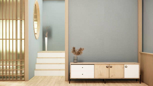 istock Modern japan style and decorated with cabinet on white wall. 1495898423