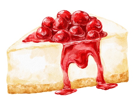 Cranberry cheesecake delicious dessert food illustration.