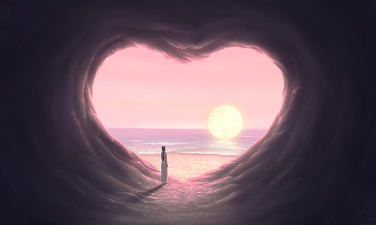 Heart cave. love background artwork.