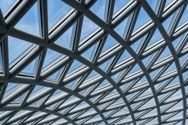 istock Structural Steel, Roof Truss Steel Structure of Building Construction. 1495901104