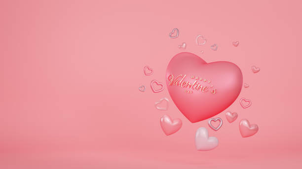 balloon hearts on pink background. happy valentine's, mother's day, wedding, birthday and anniversary concept. 3d render. - february three dimensional shape heart shape greeting imagens e fotografias de stock