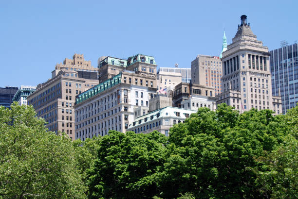 luxury residential buildings surrounding Central Park in New York City