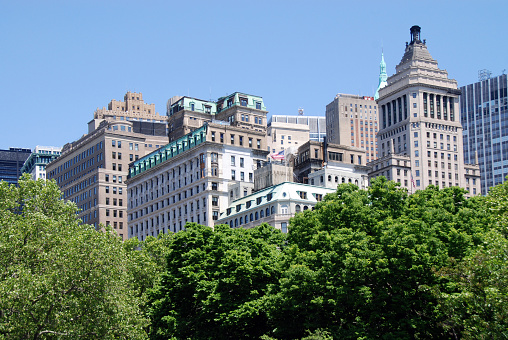 luxury residential buildings surrounding Central Park in New York City