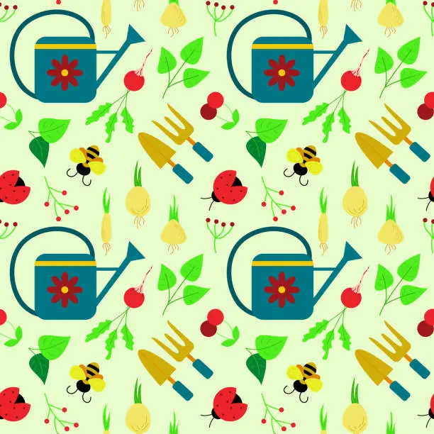 Vector illustration of Seamless pattern with a gardening theme