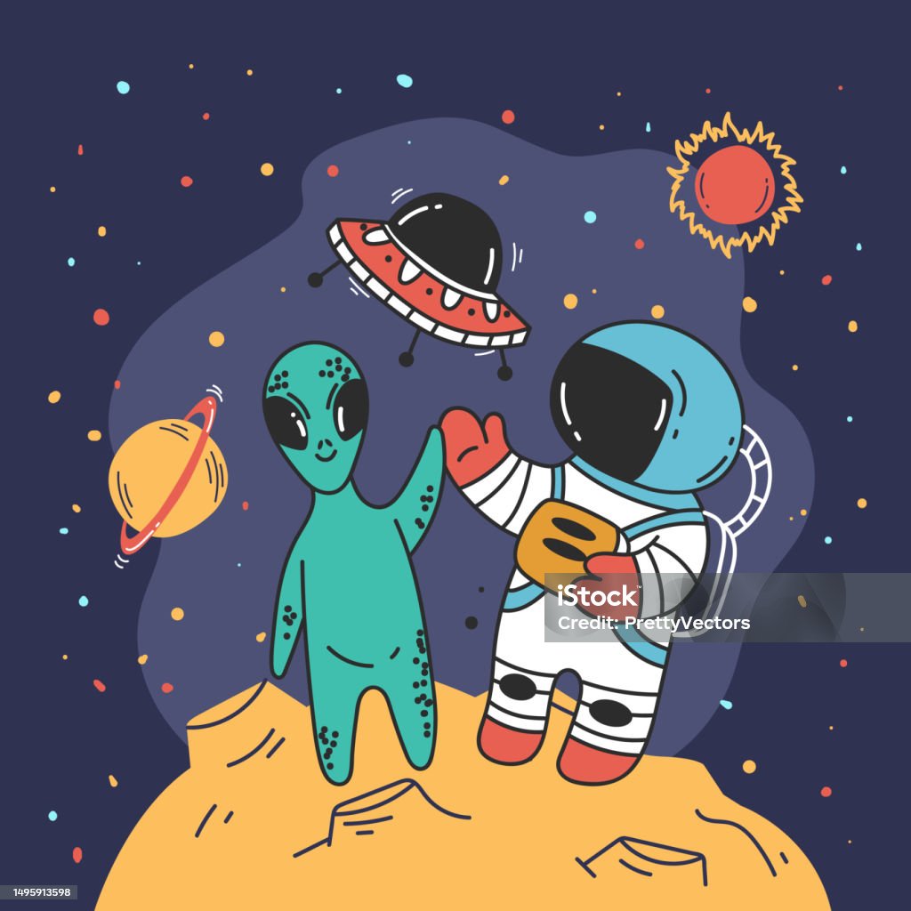 Spaceman Manshipmoon Astronaut Man On Moon Spaceman Space Planet Concept Vector Design ...