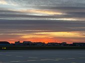 Sunset in Warsaw airport, Poland
