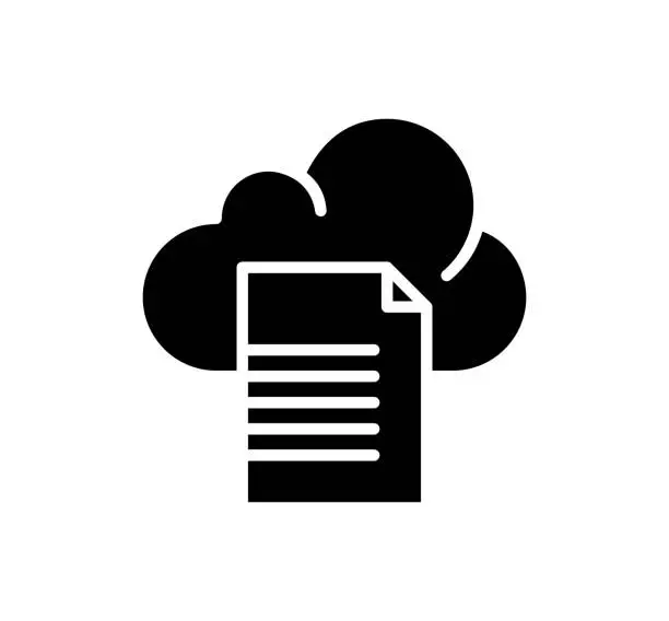 Vector illustration of Cloud File Black Filled Vector Icon