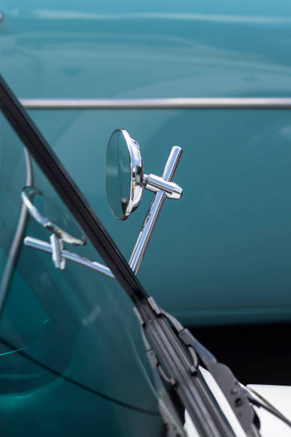 istock Rearview mirror on a retro car. 1495916699