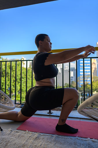 A woman doing stretching exercises