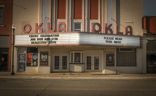 A theater marquee in McAlester, Oklahoma