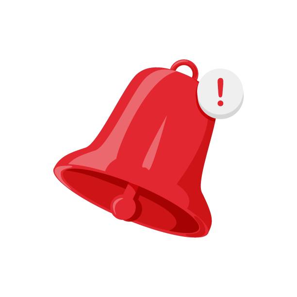 istock Red danger attention bell or emergency notifications alert on rescue warning in background. 1495921540