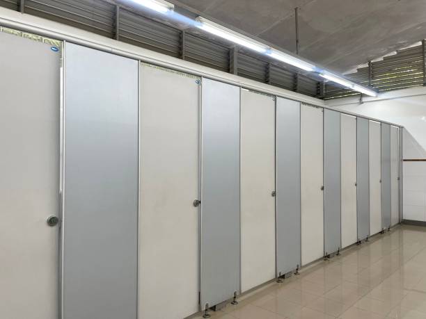 istock Row of clean public toilet 1495923145
