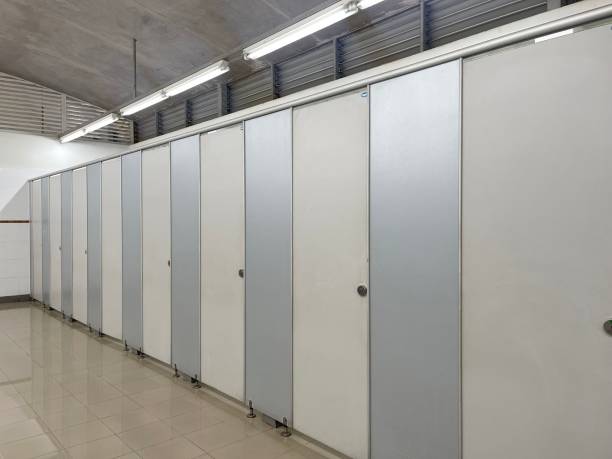 istock Row of clean public toilet 1495923207