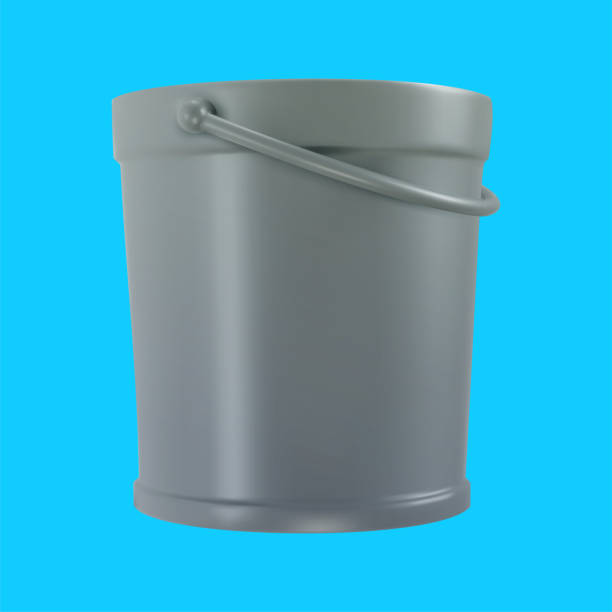 istock Garden plastic or iron bucket isolated on blue background. 3d cartoon design element in minimal style. Vector icon or illustration. 1495928510