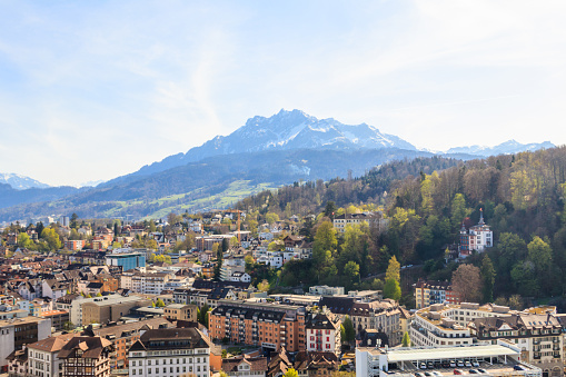 View of the old town of Lucerne (Luzern) city in Switzerland. View from above