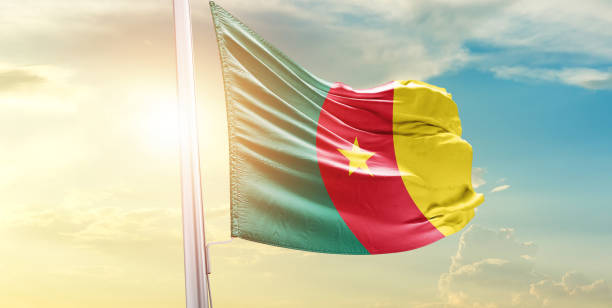 istock Cameroon national flag waving in beautiful sky. 1495930086