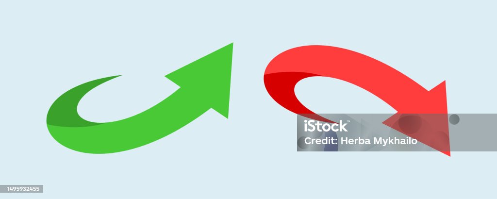 Financial Arrows Up And Down Green And Red Arrow Increase And Decrease ...