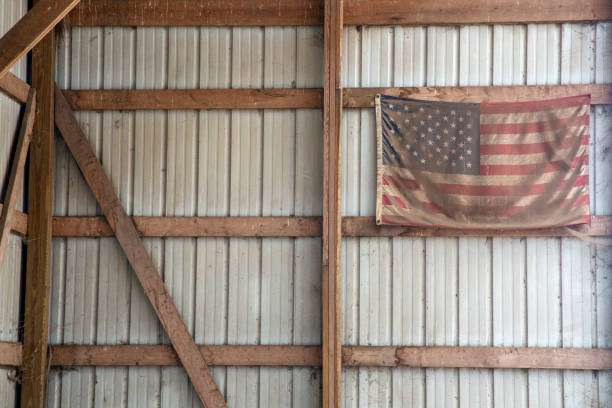 Dirt Dusted American Flag in a Horse Barn.