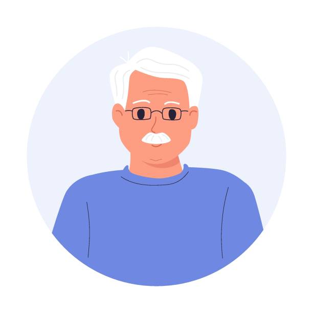 Senior man avatar. Smiling elderly man with beard with gray hair. Vector people character illustration. Cartoon minimal Senior man avatar. Smiling elderly man with beard with gray hair. Modern vector people character illustration. Cartoon minimal style. old man smiling stock illustrations