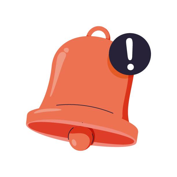 istock Red danger attention bell or emergency notifications alert on rescue warning in background. Bell modern alert important 1495954524