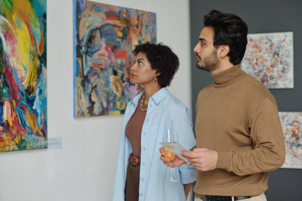 istock Multiethnic couple enjying modern art 1495956123