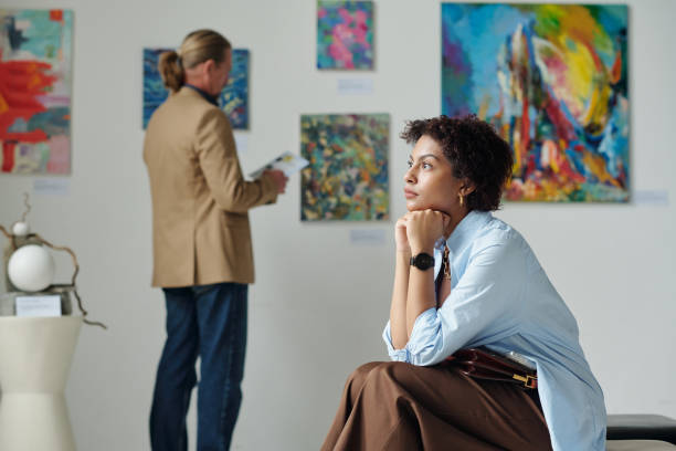 istock Woman resting after art exhibition 1495956170