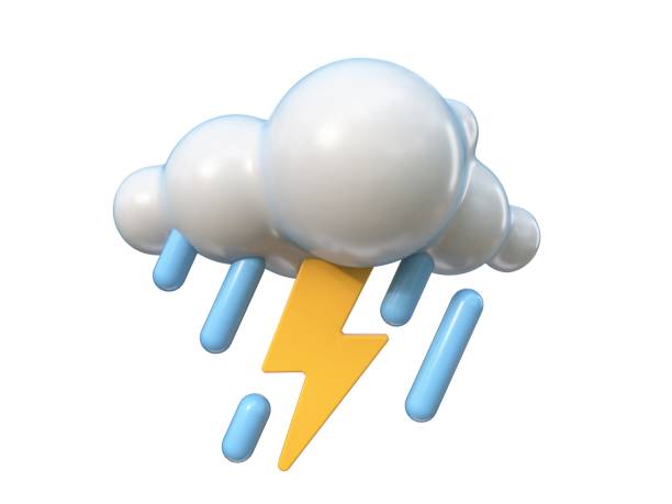 Rain cloud in blue sky. three dimensional stock illustration