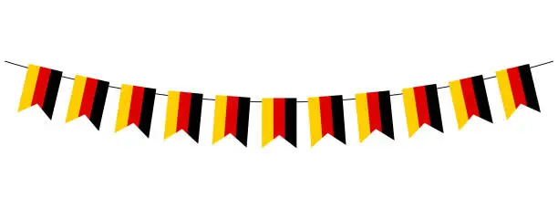 Vector illustration of bunting garland, german flag pennants, germany patriotic banner, vector decorative element, wimpelkette deutschland