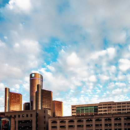 Detroit, Michigan, USA - Downtown buildings including GM  headquarters