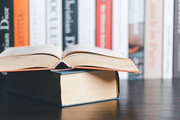 istock Book stack in the library room and blurred stack book for business and education background, back to school concept. Copy space for text. Distance education, e-learning concept. 1495965456