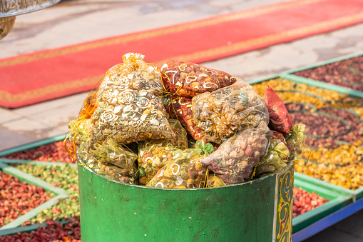 Spice Bazaar at Medina District in Marrakesh, Morocco