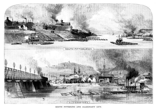south pittsburg, ohio river, 펜실베니아, 미국, 지리 - ohio river valley stock illustrations